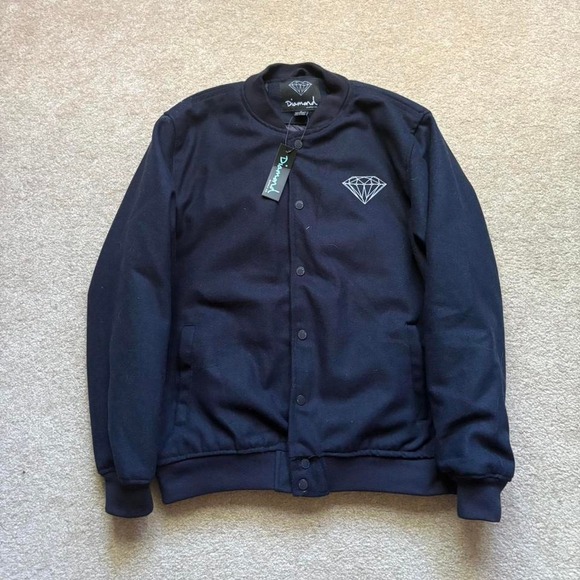 Diamond Supply Co Bomber Jacket NWT Quilted Y2K Skater Streetwear Embroidered‎ - Picture 1 of 8